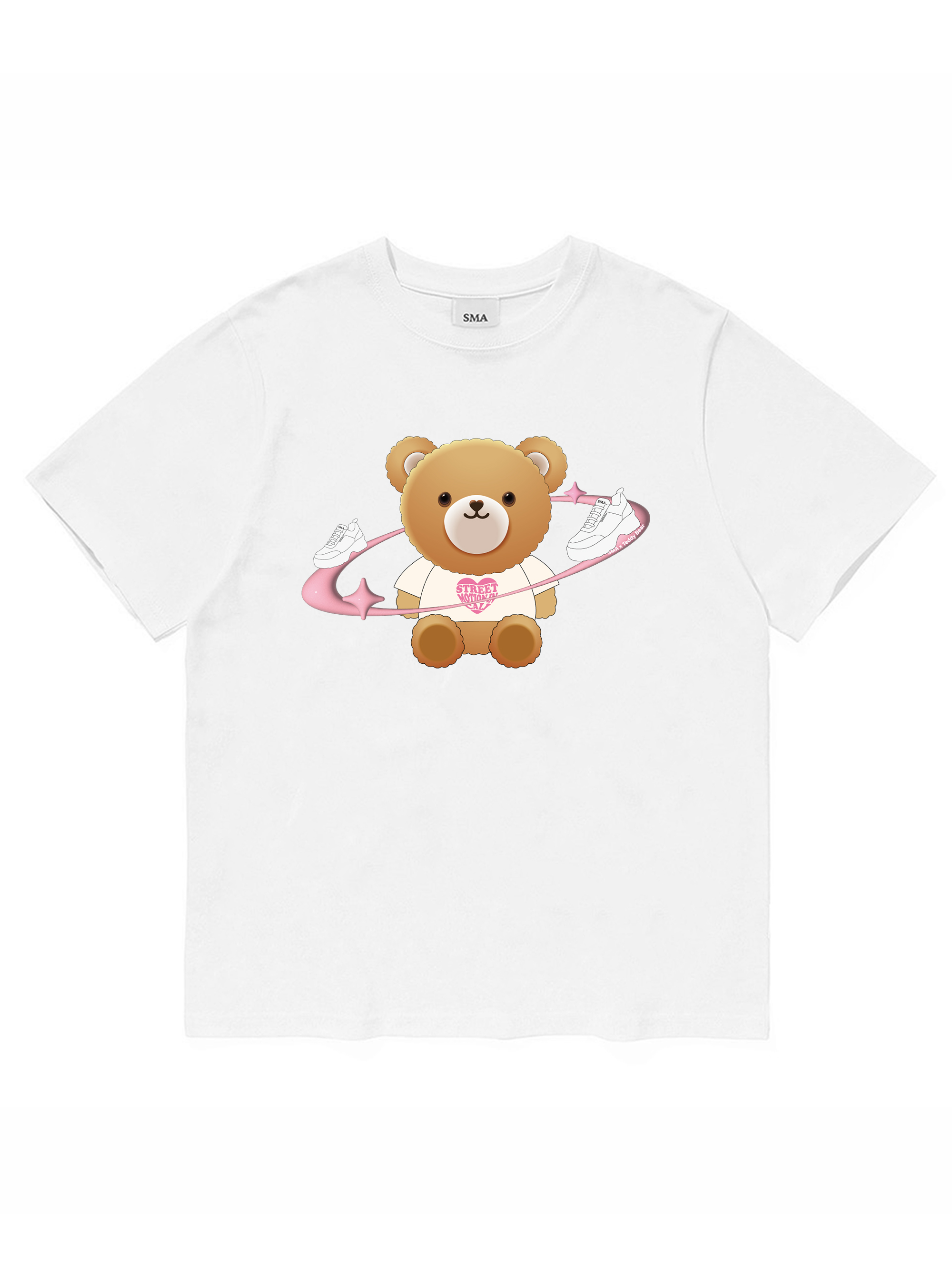 Space Teddy Logo T-Shirt_White (Semi Over-Fit) [16% SALE]